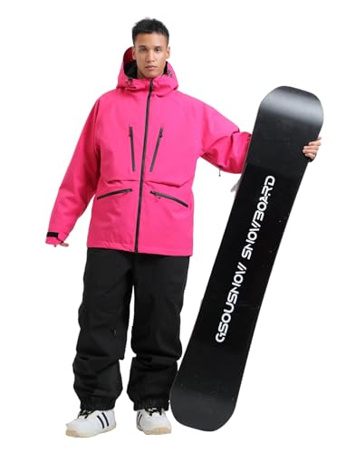Image of GSOU SNOW Snowboard Jacket Mens Womens Ski Jacket Baggy Snow Hoodie Coat | 15K Waterproof,10K Breathable,Insulated Windproof,7 Pocket,Underarm Vents,Drawcord Hem,Snowboarding Skiing Snowsports