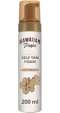 Hawaiian Tropic - Self Tanning Foam Light/Medium, Autoabbronzante in Mousse per Pelli Chiare/Medie, Formato 200 ml, con Aloe Vera e Vitamina E