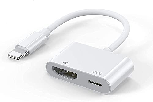 [Apple MFi Certified] Lightning to HDM, Lightning to HDMI Adapter Lightning to Digital AV Adapter 1080P with Lightning Charging Port for iPhone, iPad and iPod Models and TV Monitor Projector