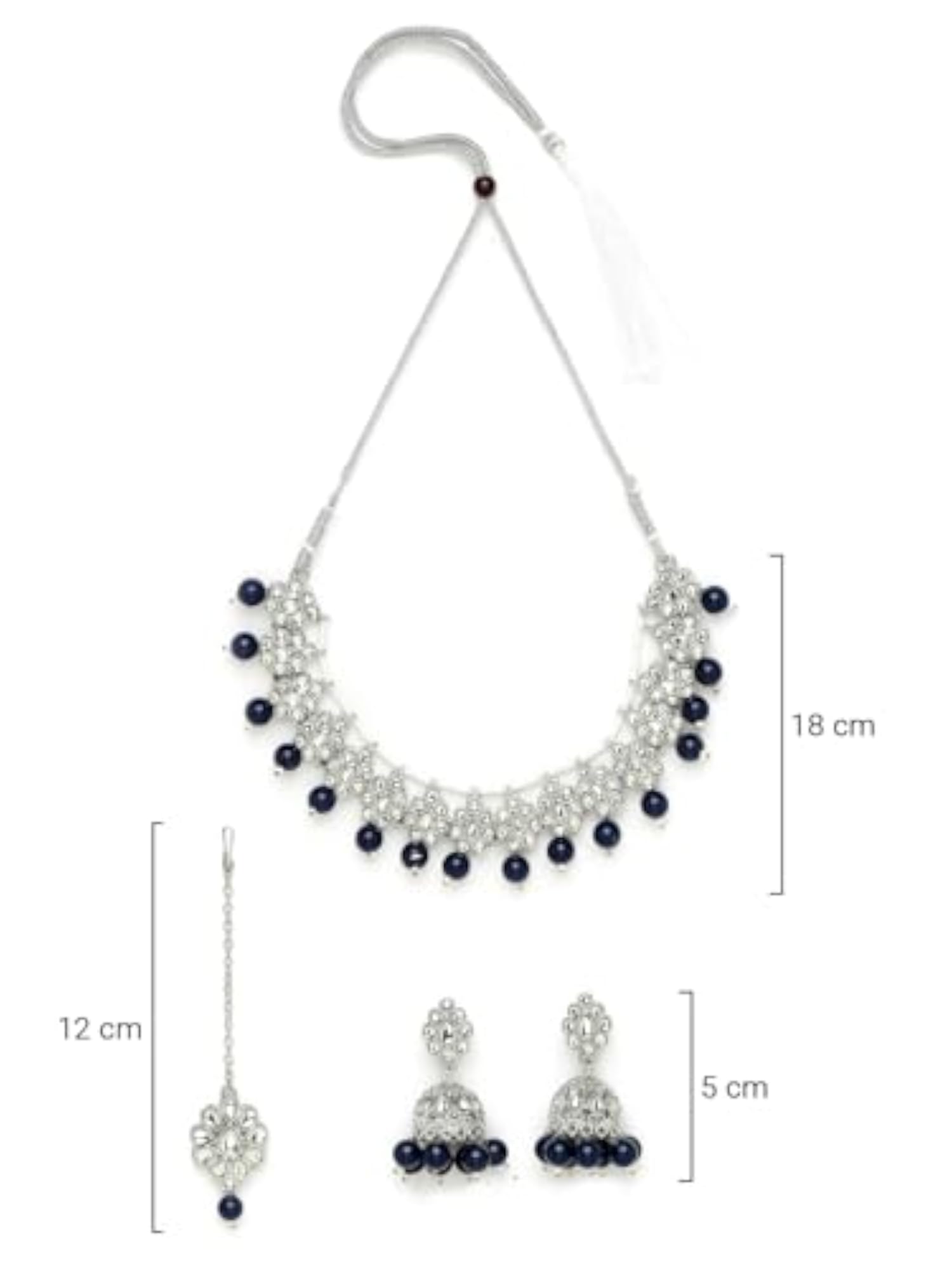 Youthful Floral Rhodium Plated AD Stones Set