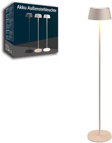 Northpoint Akku LED Stehleuchte dimmbar kabellos höhenverstellbar bis 120cm warmweiß Stehlampe In- und Outdoor Garten Balkon Terrasse Metall (Beige)