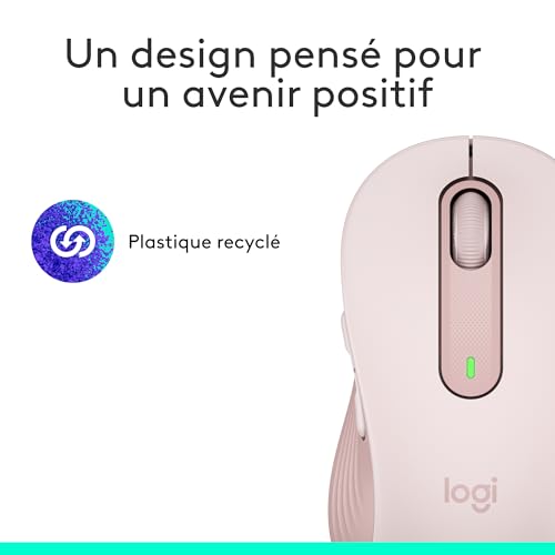 Logitech Signature M650 L Souris sans fil Grande Taille - Pour Mains Larges, Pile 2 ans, Clics Silencieux, Boutons de Côtés Programmables, Bluetooth, PC/Mac/Multi-Device/Chromebook - Rose