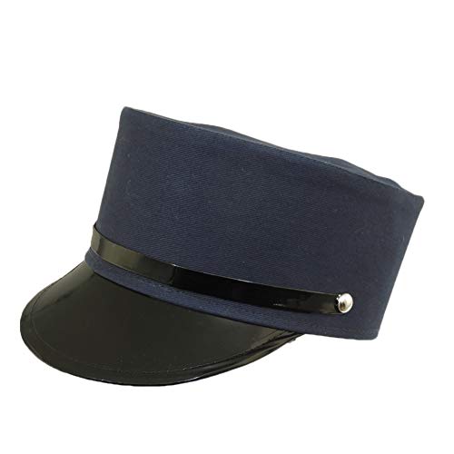 Jacobson Hat Company Navy Blue Engineer Train Conductor Hat Cap with Black Vinyl Brim