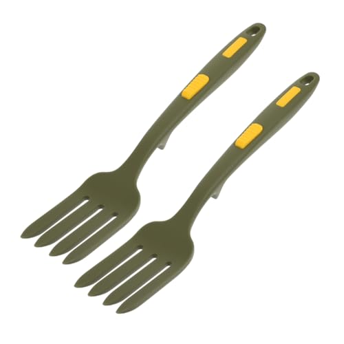 Unomor 2pcs Silicone Fork Spaghetti Os Kitchen Gadget Spaghetti Server Pastry Black Serving Utensils Grilling Accessories Pasta Bbq Accessories for Grill Cooking Green