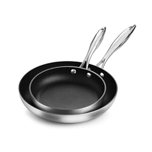 Scanpan CX+ 8 & 10.25″ Fry Pan Skillet Set – Stratanium Plus Nonstick – 5-ply Stainless Steel