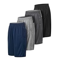 4 Pack: Men's Dry-Fit Sweat Resistant Active Athletic Performance Shorts