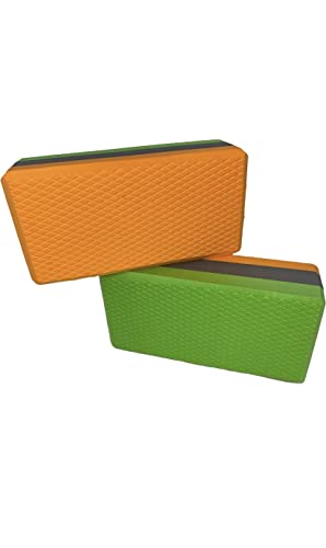 Image of The Yogis High Density Foam Yoga Block Brick [ Set of 2 ] Large Size [ Free - Yoga Belt ] Made in India