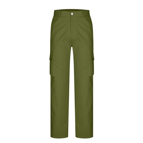 FQZWONG Mens Cargo Pants Casual Straight Solid Color Hiking Pants with Pockets Fall Fashion Outdoor Sports Button Trousers4