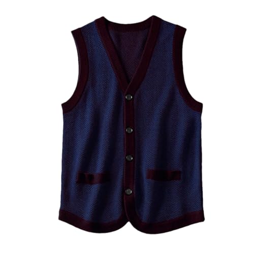 Men's Sweater Vest V-Neck Sleeveless Knitted Solid Color Cardigan Lightweight Button Vest