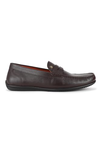 Image of Louis Philippe Men Premium Leather Breathable Lining Material Anti Slip Flat Heel Rubber Sole Formal Loafers