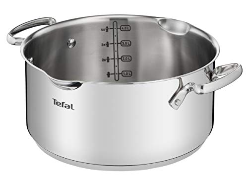 Tefal Duetto Lot de 7 pièces : 3 casseroles 16/20/24 cm, 1 casserole 16 cm, 3 couvercles en acier inoxydable, 3 couvercles en verre, marques de mesure, toutes sortes de cuisines, passe au four et au – Image 4