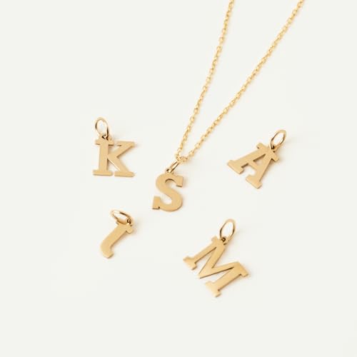 GELIN 14K Solid Gold Initial Necklace for Women | 14k Yellow Gold Custom Letter Pendant | Simple 14k Gold Alphabet Necklace, 18"4