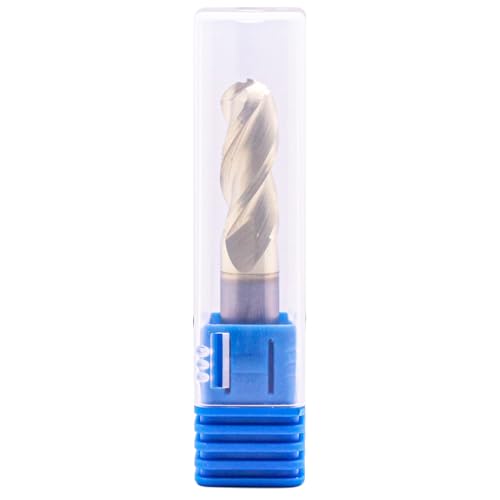 Image of 3 /8 inch 3 Flute Solid Carbide Ball Nose End Mill for Aluminum, ZrN Coated | 37 Degree Helix, 3 /8 inch Cutting Diameter, 3 /8 inch Shank Diameter, 1 inch Length of Cut, 2-1 /2 inch Overall Length