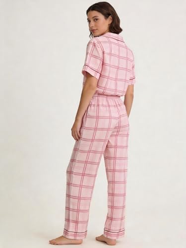 Image of NAP BOUND 100% Cotton Women Pajama Sets Button Down Short Sleeve Sleepwear Soft Pjs 2 Piece Lounge Set with Pocket XS-XXL