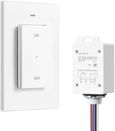 DEWENWILS Wireless Light Switch and Receiver Kit, 15A High Power Remote Light Switch, No Wiring & 100FT Range, Remote Light Switches Wireless, Wireless Switches for Lights, Fan, Lamp