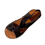 LLDG Damen Leoparden Sandalen Lässige Strandsandalen mit Kreuzriemen Flache Sommerschuhe Bequeme Flach Schlappen Flip Flops Bequeme Sommer Offene Schuhe Vintage Slingback Sandalen