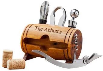 Personalized Wine Barrel Accessory Kit - Wine Bottle Opener and Accessories