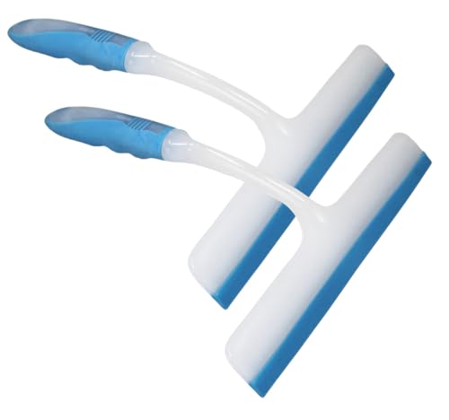 Best House | Window Squeegee Glass Cleaning Wiper | Pack of 2 | Blue White | Easy Grip Handle | Multipurpose Glass Shower Squeegee Window Cleaner | for Washing Cars, Glass, Bathroom, Kitchen & Tiles