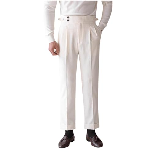 Mens Dress Pants Regular Fit Casual Comfy Work Trousers Straight Leg Stretchy Bottom with Belt Loops with Pockets