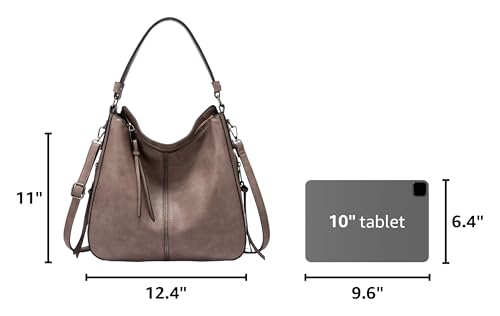 Image of Realer Hobo Crossbody Bags for Women Designer Faux Leather Hobo Handbags Retro Large Size Shoulder Bag Bucket Purse
