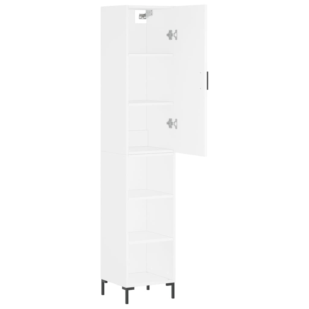 Wysoki kredens biała sklejka wysoka kredens z metalowymi drzwiami i nogami do organizacji domu 34,5x34x180 cm