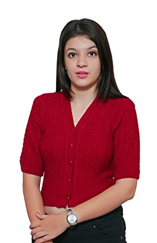 Image of Women's Hosiery Woolen Solid Half Sleeve Sweater Blouse