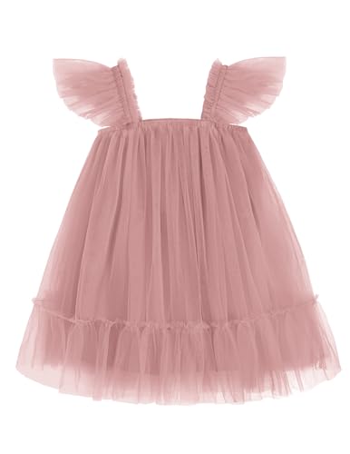 Image of Arshiner Toddler Tulle Dress for Girls Layered Tutu Ruffle Dresses Swing Twirly Fairy Summer Birthday Party Wedding Sundress
