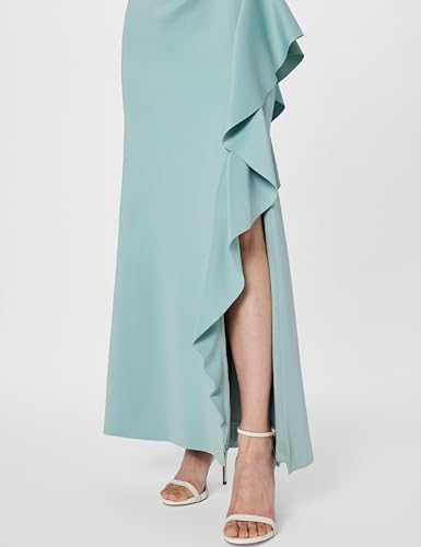 Image of Xscape Women's Floor Length One Shoulder Ruched Waist with Ruffle Bodice Evening Dress with Side Slit