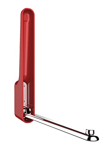 WENKO Folding Coat Hooks for Hanging Premium Omega, Flip Wall Hooks, Clothes Hanger Hook, Wall Mounted Hooks, Towel Racks for Bathroom, Bedroom, Coat Rack Wall Mount, 1.0 x 7.1 x 1.4 in, Red