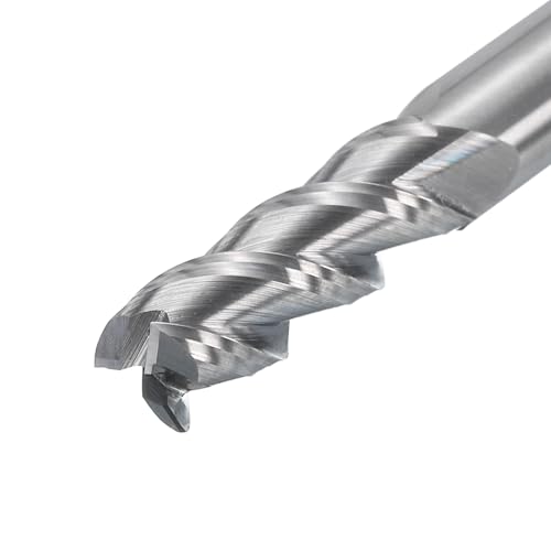 Image of uxcell Carbide Square End Mill, 1 /4 inch Dia 3 Flutes Milling Bit Cutter, for Aluminum Copper Non-Ferrous Metal, 1 /4 inch Shank 3 /4 inch Cut Length 3 inch Extra Long