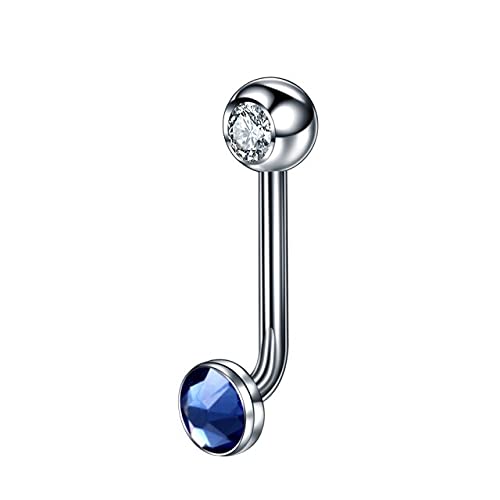 Lysee Body Jewelry - 1Pc Titanium Christina Vertical Hood Piercing Flower Lip Ring Sexy Vagina Genital Piercing Navel Eyebrow Ring Piercing Jewelry - (Metal color: 1.6x11x5x5mm Blue)
