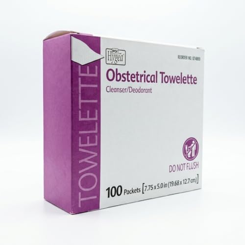 Image of Hygea Obstetrical Towelette, Postpartum Care, Feminine Personal Cleansing Wipe With Benzalkonium Chloride, Individually Wrapped, 100 Wipes Per Box