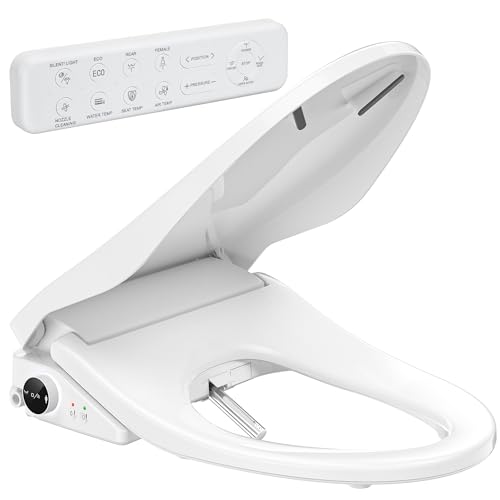 BATHKITY Electric Bidet Toilet Seat with Instant Warm Bidet Wash & Warm Air Dryer, Self-Cleaning Stainless Steel Nozzle, Soft Close Lid, Elongated