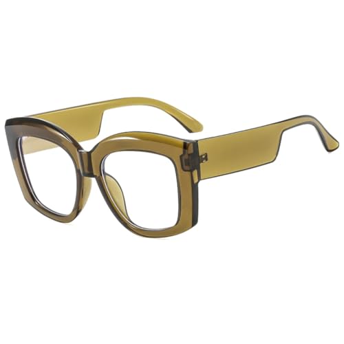 Monture de lunettes rétro en acétate vert olive avec branches larges