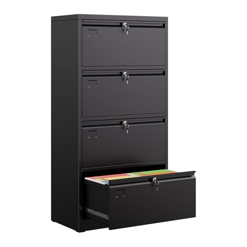 Reemoon 57.17'H Lateral File Cabinet with 4 Drawer,Metal Wide Filing Cabinet with 4 Locks and...