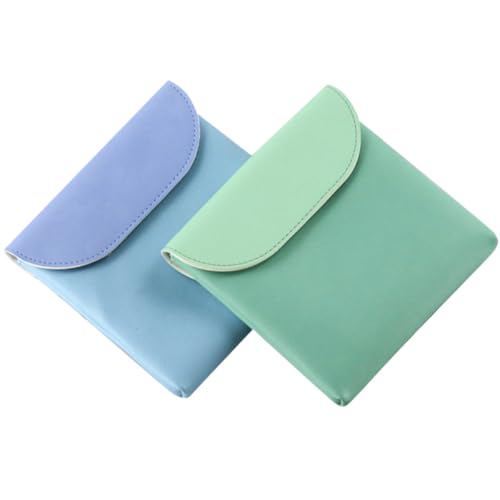 Hemobllo Bolsa para Compresas Higiénicas de PU Resistente Tamaño Portátil 2 Piezas Verde y Azul Organizador Reutilizable para Toallas Sanitarias Adecuado para Viaje y Uso Diario