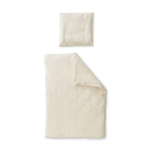 Ehrenkind® Bettwäsche-Set Musselin | 100% Bio-Baumwolle | Standard 100 by Oeko-TEX | 200x135cm + 80x80cm Natur | Bettwäsche 135x200