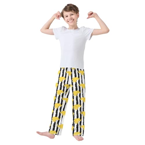 ZZXXB Elephant Stripes Boys Long Pants Soft Trousers Elastic Waist Kids Lounge Bottoms with Pockets S-XL2