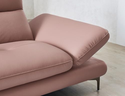 Image of Fabrique Ineffable Leatherette 4 Seater with Puffy Moden Design Light Purple Sofa Set with Moveable Armrest | Comfortable Furniture for Home Office & Living Room | Easy to Move Stainless Steel Legs