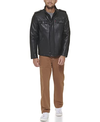 Image of Levi's Men's Vintage Deer Faux Leather Sherpa Military Jacket Big & Tall