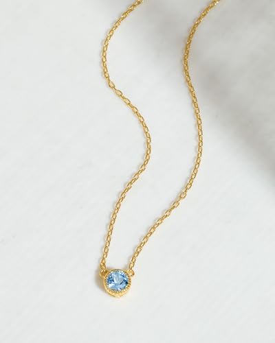 YoTreasure Blue Topaz Gemstone Solid 14K Gold Plated Over 925 Sterling Silver Pendant Necklace3