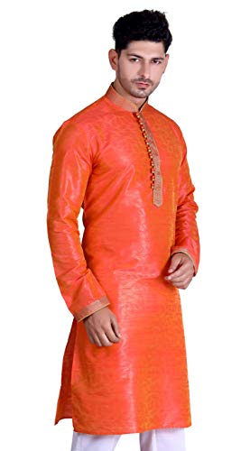 Image of Madinat Men's Embroidered Stitched Cotton Silk Kurta