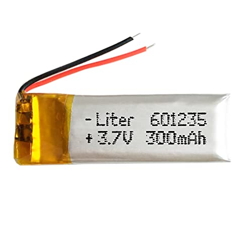 Batteria 601235 LiPo 3.7V 300mAh 1.11Wh 1S 5C per lelettronica Ricaricabile Telefono Portatile Smartwatch Orologio GPS - Non adatto per Radiocomando 37x12x6mm 300mAh601235