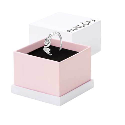 PANDORA Mom Pavé Heart Ring - Gift for Her - Ring for Women - Gifts for Mom - Sterling Silver with Clear Cubic Zirconia - Size 7.5 - with Gift Box