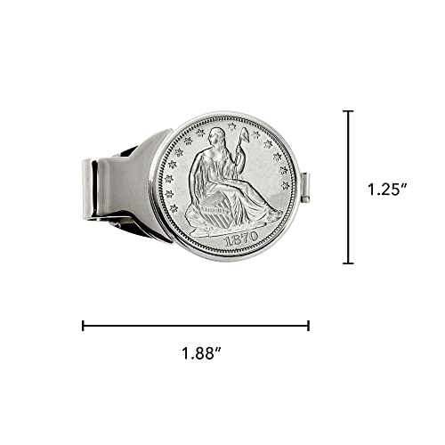 American Coin Treasures U.S. Coin Money Clip - Silver Seated Liberty Half Dollar | Brass Moneyclip Layered in Silver-Tone Rhodium | Holds Currency, Credit Cards, Cash | Certificate of Authenticity3