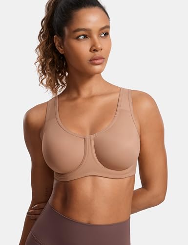 Image of SYROKAN Women's Max Control Underwire Sports Bra High Impact Plus Size with Adjustable Straps Unlined Bra