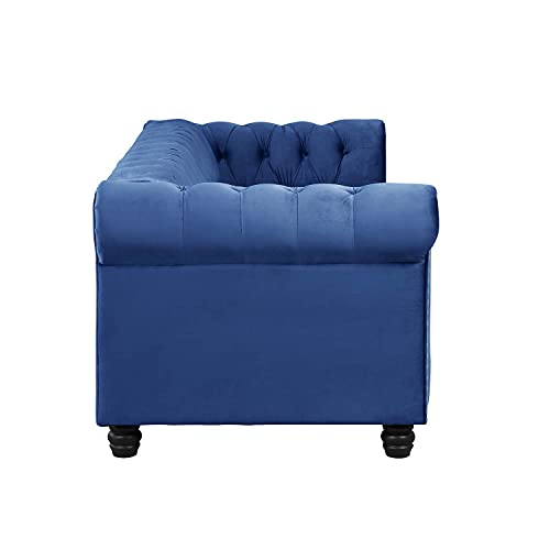 Morden Fort Couch Sofa, Couches For Living Room No Sagging, Couches 24'' Comfy Seat Depth, Sofas Couches Tool-Free Assemble, Velvet Sofas For Living Room Pet-Friendly Super Soft Chesterfield Blue #TOP3