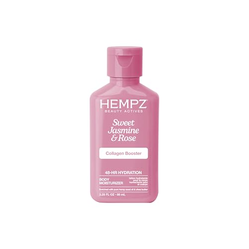 Hempz Mini Collagen-Infused Jasmine & Rose Body Moisturizer 2.25 oz - Paraben-Free Vegan Cruelty-Free