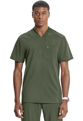 Image of Cherokee Infinity Mens Scrubs Top V-Neck Modern Fit 2 Pocket 360 Stretch