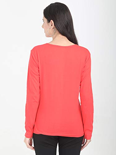 Image of FLEXIMAA Women's Cotton Plain Round Neck Full Sleeve T-Shirt